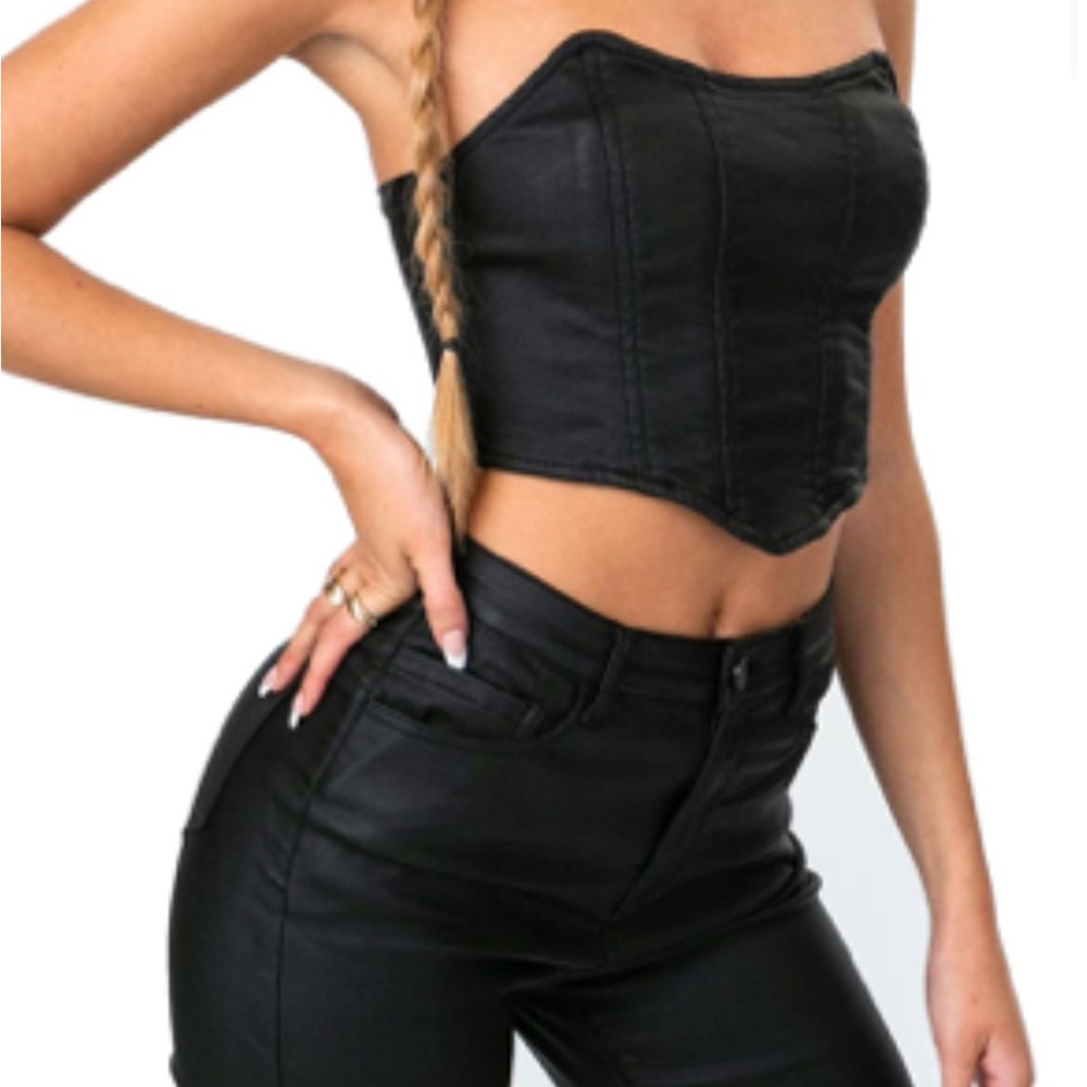 Black Strapless Corset Top